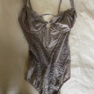 Urban Outfitters Grey Lace Corset Style Bodysuit